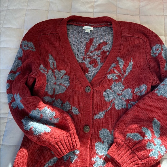 Sundance Sweaters - Sundance Red and Blue Floral Cardigan Sweater